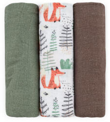 Bambusz muszlin 3db-os pelenka 68 x 68 cm - Moussy Forest Fox