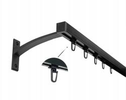 ESTAdeco Függönysín szett, Alu kwadro fekete, komplett, tűzőkapoccsal, 20 mm, 180 cm (Kar I 20mm CZARNY 180cm SZYNA KWADRO agrafki)