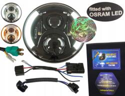 REC-parts 7 inch-es Drl Anti-Scratch Led lámpa Osram 144 lm/W 17/27W Fekete Harley-hoz