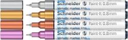 Schneider Akril marker készlet, 0, 8 mm, SCHNEIDER Paint-It 010, 4 különböző metálfényű szín