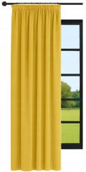 NOW-ART Kész függöny, Velúr, 140x230, sima velvet függöny szalaggal, Mustársárga (5905575589682)