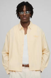 Boohooman Sárga Ing Fehér Csíkos Hosszú Ujjú Gombos Gallér Boohooman S