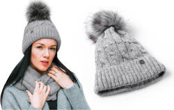 Heyo Női Téli Sapka Felhajtott Szélű, Pomponnal És Polár Béléssel (H18527)