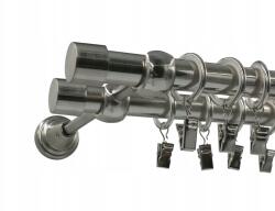 ESTAdeco Luna Kétsoros Függönyrúd, Nikkel Színű, Ø19+19mm, 160cm (karnisz II fi19 Nikiel LUNA)