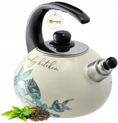 Kadax zománcozott vízforraló, 2, 2L, gáz, indukciós, síppal (K7926)