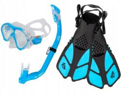Acra gyermek sznorkelszett 3 az 1-ben, kék, maszk, sznorkel és uszonyok 32-34 (05-M5207/BLUE)