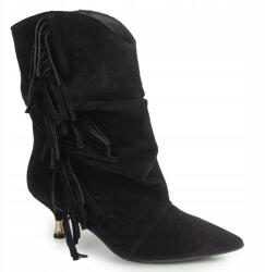 CheBello 4832 Fekete Bőr Bokacsizma Rojtokkal 37-ES (4832-034-000-PSK-S393 Czarny)