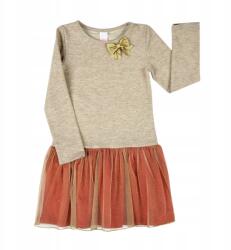 Atut Bézs-piros csillámos ruha 110cm (A-7976-110-BEC1)