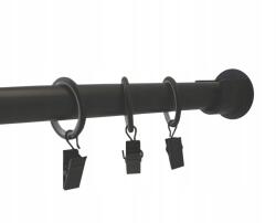 Imperia Deco Egysoros fém karnis, 19 mm-es rúddal, 200 cm-es, fekete, csipeszekkel (Karnisz WNĘKOWY 19mm CZARNY 200cm)