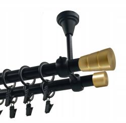 Imperia Deco Dupla függönykarnis Fém Mennyezeti 19+19 Fekete Matt 400cm Henger Basic Gold (KAR.MET. II SUFIT /19+19/ 400 cm WALEC BASIC)