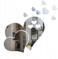 5 Db-os Akril Tükör Szív Dísz Matrica Szett Ezüst