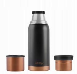 Vialli Design Turista termosz 2 bögre Fuori Fekete Rose Gold praktikus 1L (8098)