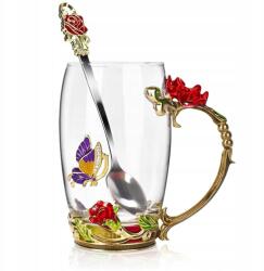 Pohár Kávéscsésze, Virágos Teák Forró és Hideg Italokhoz Acél (E04)