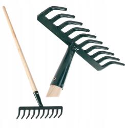 Kadax Fűlevél Gereblye Fa Nyéllel Fém 10 Fog 126cm (K3899)