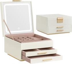 SONGMICS Ékszertartó doboz tükörrel és állítható Led világítással 2 fiókkal (JBC169W01)