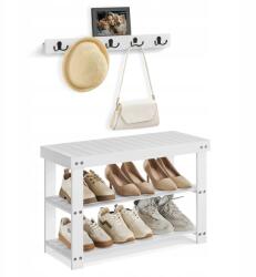 SONGMICS Cipősszekrény ülőfelülettel és akasztóval 70 x 7 x 4, 8 cm fehér (LCR004W01)