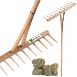 Kadax Fűszőrnyíró Gereblye Fa Levél Nyéllel Széles Könnyű 65x158cm (K1746)