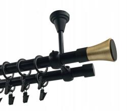 Imperia Deco Dupla függönykarnis Fém Mennyezeti 19+19 Fekete Matt 400cm Trapéz Black&gold (KAR.MET. II SUFIT /19+19/ 400cm TRAPEZ GOLD)