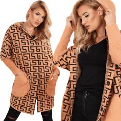  Női Kabát Női Kényelmes Divatos Meleg Kapucnis Alpaka Mintás Vörös 2071