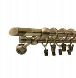 ESTAdeco Fém Kétsoros Függönyrúd antik arany színben, különböző végződésekkel 16+16 mm 180 cm (karnisz II 16mm MIX Złoto Antyk)