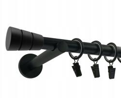 ESTAdeco Egyrúdas Függönysín Modern fekete matt fém 19 mm 180 cm henger basic (karnisz I 19 Czarny Mat 180cm Walec Basic)