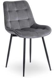 Klubfotel Bársony étkezőszék CHRIS szürke/fekete