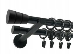 ESTAdeco Dupla Függönykarnis Modern fém fekete matt 19+19 mm 180 cm basic henger (karnisz II 19 Czarny Mat 180cm WALEC BASIC)