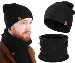 Heyo Klasszikus Férfi Téli Sapka Szett Kétrétegű Kémény Cső Fekete Heyo (HZ0001)