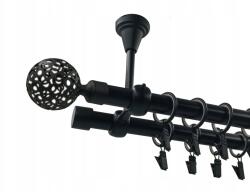 ESTAdeco Fém Függönysín Mennyezetre Szerelhető 19+19 mm Fekete Matt 180 cm Végválasztékkal (karnisz SUFIT II 19+19mm Czarny Mat MIX)