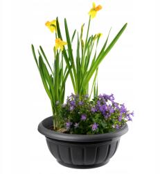 Kadax Virágtartó 38 cm Temetői Tál Műanyag Antracit (K9049)