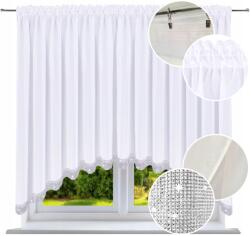  Kész függöny cirkóniákkal, íves, 160x300 cm, klasszikus, sima függöny nappaliba (Firany gotowe białe firanki diamenty 34)