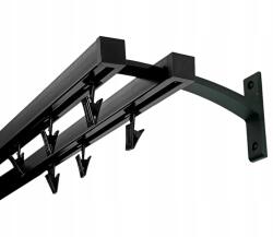 Imperia Deco Kwadro dupla alumínium függönykarnis 20+20 mm 150 cm matt fekete béka szett (KAR. II 20mm KWADRO CZARNY MAT 150cm żabka)