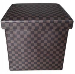 Puff összecsukható szögletes láda ülő tároló 30cm sakktábla barna (brown chess)