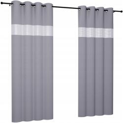 NOW-ART Kész függöny, sima, 145x230 cm, gyűrűs, cirkónia kövekkel díszített, függöny karikákkal (Zasłonki butelkowa zieleń grafit)