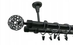 ESTAdeco Mennyezeti Fém Függönykarnis 25+19mm Fekete Matt 160cm MIX Végek választhatóak (karnisz SUFIT II 25+19mm Czarny Mat MIX)