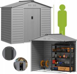PAKO Kerti házikó 213 x 131 x 192 cm Szürke 2, 43 m2 Pako 84H-352V00SR Pako (Domek Ogrodowy Stalowy Wytrzymały Szary)