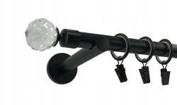 ESTAdeco Függönyrúd Crystal 19mm Fekete Matt Modern 160cm (karnisz I Ø19mm Czarny Mat CRYSTAL)