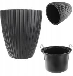 Kadax Virágtartó 30cm Virágtartó Betéttel Műanyag Fekete (K10154)