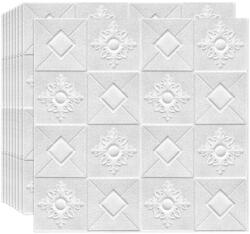 HOZRO Tapet 3D autoadeziv HOZRO, Model pentru Tavan/Perete, design modern, foarte usor de montat, Alb Patrat/ Romb , TAPET 15