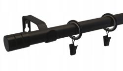 ESTAdeco Függönyrúd, Egysoros, Loft 19 mm, Fém, Matt Fekete, 160 cm, MIX Végválaszték (karnisz LOFT I 19mm MIX Czarny mat)