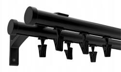 ESTAdeco Apartman Sínkarnis Alu 20+20 mm Fekete 180 cm béka (Karnisz II 20mm CZARNY 180cm SZYNA ALU żabki)