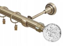 Imperia Deco Függönykarnis Szimpla Fém Arany Üveg Gömb Csendes Karikák Fi 25 320CM (KAR.MET. I /25/ 320cm Złoto Antyk kula buble)