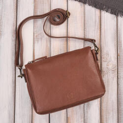 Paolo Peruzzi női bőr válltáska, kompakt | konyakszínű