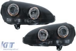 KITT Lightning LED Angel Eyes fényszórók VW Golf V 5 (2004-2009) Jetta (2005-2010) modellekhez, fekete (HLVWG5BLED)