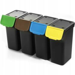 Kadax Hulladékgyűjtő Kosár 25L Szelektív Hulladékgyűjtő Fekete Vödör 4 db (K9738)