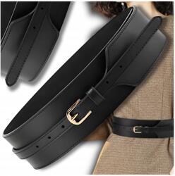 EdiBazzar Öv - Széles Fűző Stílusú Gumis Bőr Öv, Fekete, Erős, Hosszú (Pasek Damski Gorset Szeroki)