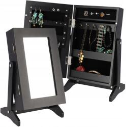 Kadax Fésülködőasztal Ékszerszekrény Tükörrel Organizer Doboz Fekete 21x30 cm (K2915)