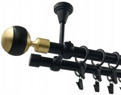 ESTAdeco Függönysín Mennyezeti Fekete Matt Ø19+19mm Gömb 160cm (karnisz SUFIT Ø19 BLACK&GOLD KULA)