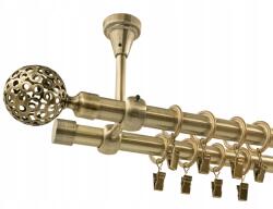 ESTAdeco Fém Függönykarnis Mennyezeti 19+19 mm dupla Arany Antik 180 cm MIX Végek (karnisz SUFIT II 19+19mm ZŁOTO ANTYK MIX)