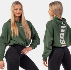 NEBBIA - Kapucnis női crop pulóver ICONIC 421 (dark green) (XS/S) - NEBBIA